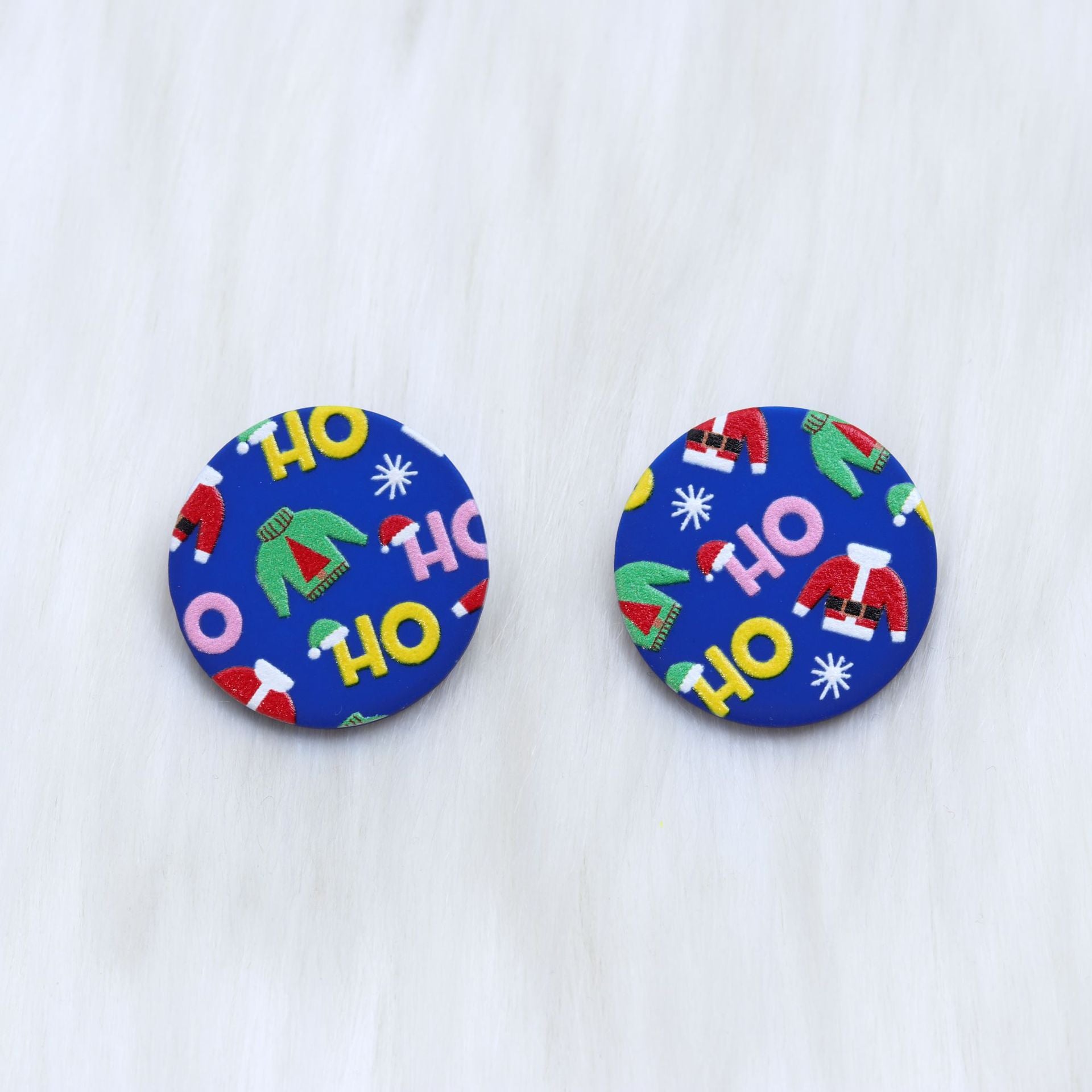 Wholesale Christmas Round Leopard Print Acrylic Earrings